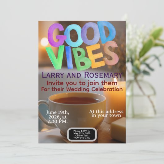 Good Vibes Einladung (Stehend Vorderseite)