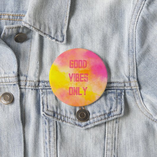 Good Vibes farbenfrohe glänzende strahlende Freude Button (Beispiel)