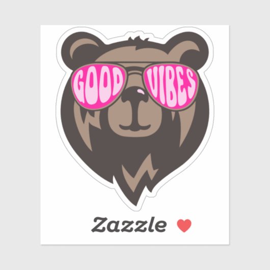 Good Vibes Funny Bear Stickers Aufkleber (Blatt)
