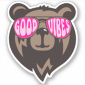 Good Vibes Funny Bear Stickers Aufkleber (Vorderseite)