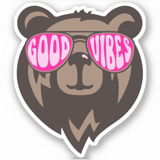 Good Vibes Funny Bear Stickers Aufkleber (Vorderseite)