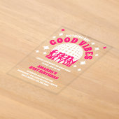 Good Vibes Groovy Pink Geburtstagsparty Einladung (Ablage )