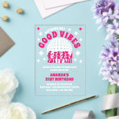 Good Vibes Groovy Pink Geburtstagsparty Einladung (In Situ (Hochzeit))