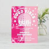 Good Vibes Groovy Pink Gefärbte Krawatte Geburtsta Einladung (Stehend Vorderseite)