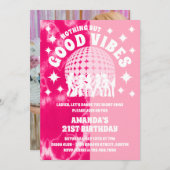 Good Vibes Groovy Pink Gefärbte Krawatte Geburtsta Einladung (Vorne/Hinten)