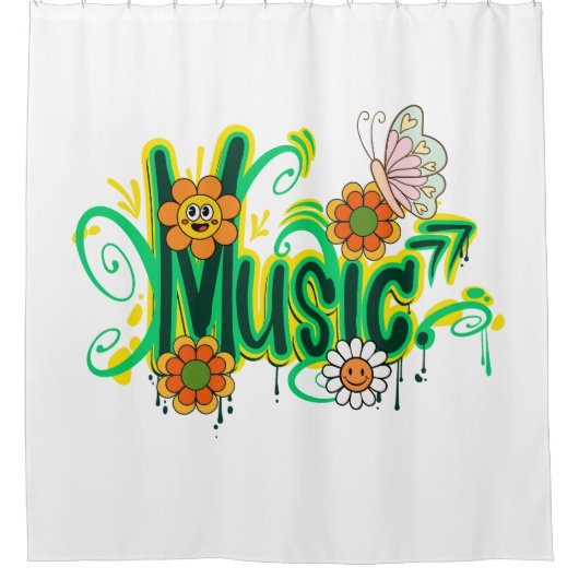 Good Vibes Illustration Typografy Duschvorhang (Vorderseite)