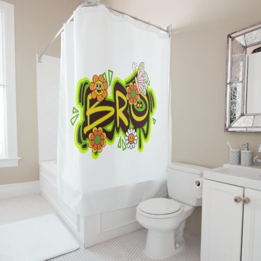 Good Vibes Illustration Typografy Duschvorhang (Beispiel)