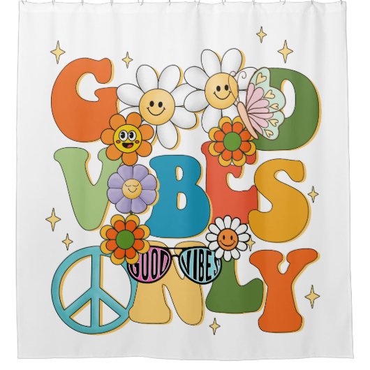 Good Vibes Illustration Typografy Duschvorhang (Vorderseite)