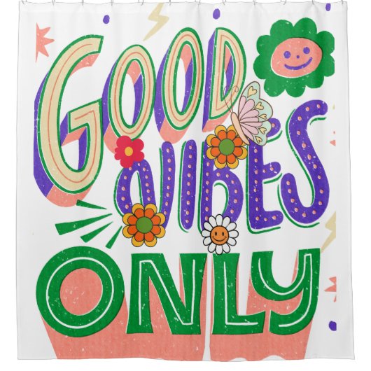 Good Vibes Illustration Typografy Duschvorhang (Vorderseite)