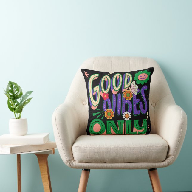Good Vibes Illustration Typografy Kissen (Stuhl )