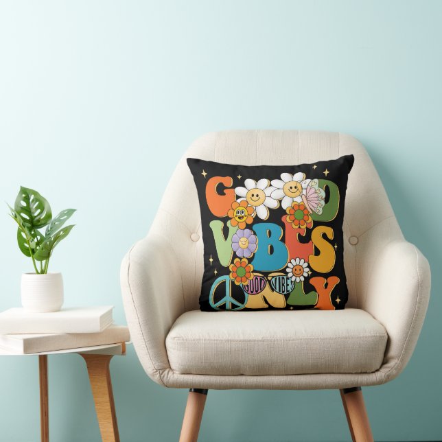 Good Vibes Illustration Typografy Kissen (Stuhl )