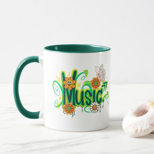Good Vibes Illustration Typografy Tasse (Mit Donut)