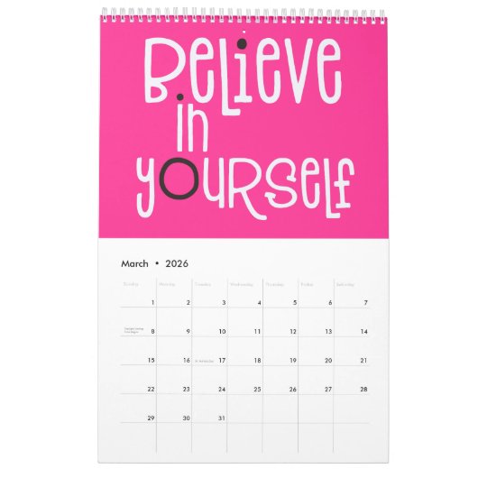 Good Vibes Motivierend Quotes Pink White 2022 Kalender (Mär 2026)