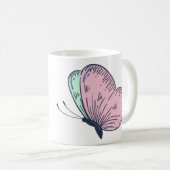 Good Vibes Mug with Aesthetic Butterfly Design Kaffeetasse (VorderseiteRechts)