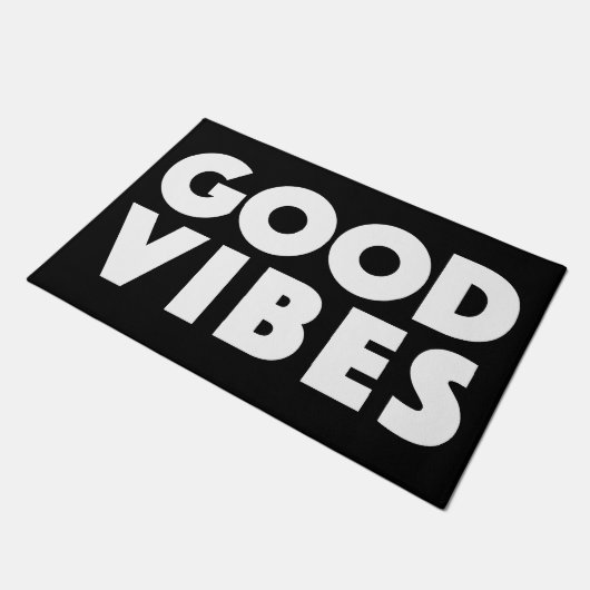 Good Vibes New Age individuell einstellbare Schwar Fußmatte (Schrägansicht)
