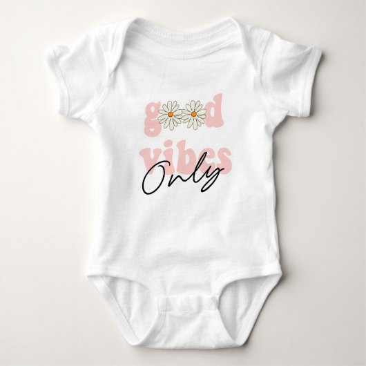 Good Vibes nur 70er Hippie Slogan Baby Strampler (Vorderseite)
