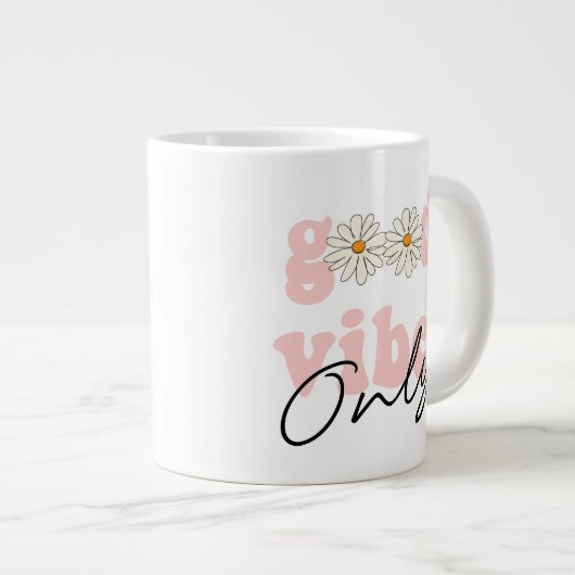 Good Vibes nur 70er Hippie Slogan Jumbo-Tasse (Vorderseite Rechts)