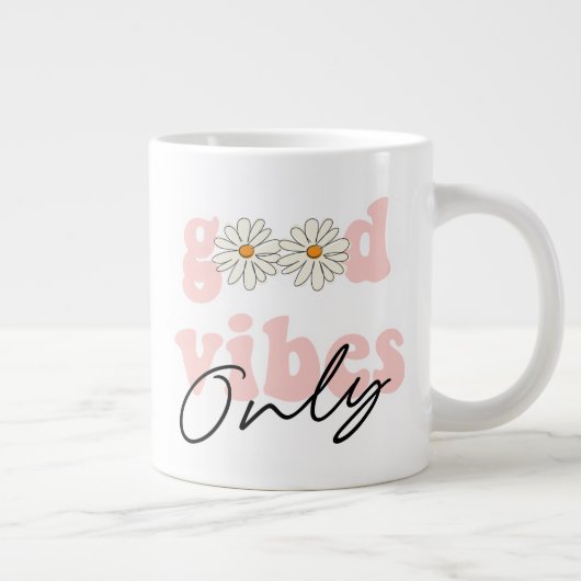 Good Vibes nur 70er Hippie Slogan Jumbo-Tasse (Rechts)
