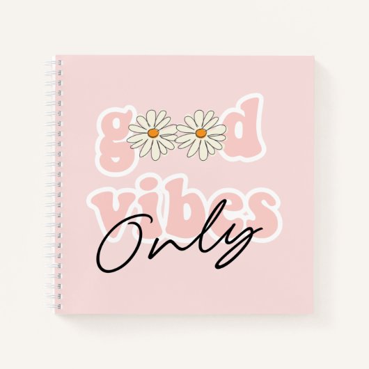 Good Vibes nur 70er Hippie Slogan Notizblock (Vorderseite)