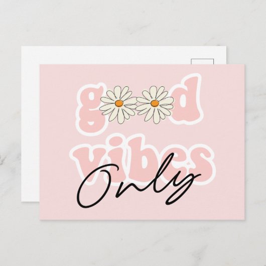 Good Vibes nur 70er Hippie Slogan Postkarte (Vorne/Hinten)