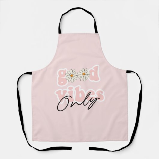 Good Vibes nur 70er Hippie Slogan Schürze (Vorderseite)