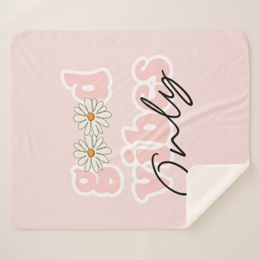 Good Vibes nur 70er Hippie Slogan Sherpadecke (Vorderseite (Horizontal))