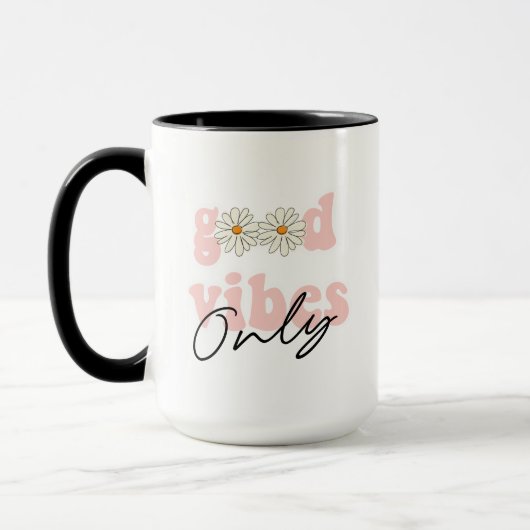 Good Vibes nur 70er Hippie Slogan Tasse (Links)