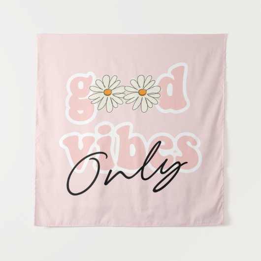 Good Vibes nur 70er Hippie Slogan Wandteppich (Vorderseite)