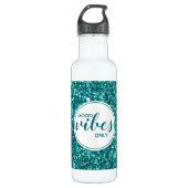 Good Vibes nur Zitat Typografie Türkis Blende Edelstahlflasche (Vorderseite)