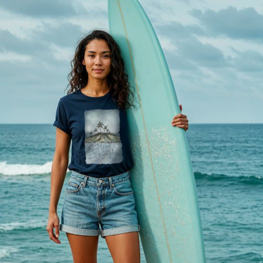 Good Vibes Ocean Tides Tropical Island Palm Trees Tri-Blend Shirt