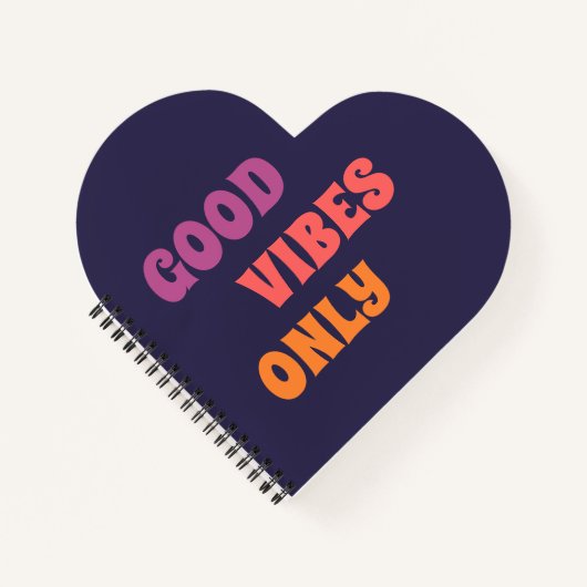 “Good Vibes Only” Aesthetic Heart Notebook  Notizblock (Vorderseite)