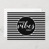 Good Vibes only Black & White Typografy Zitat Postkarte (Vorne/Hinten)
