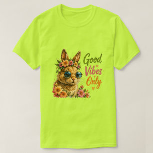 Good Vibes Only Bunny   Süßer floraler Hase T-Shirt