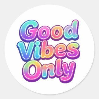 Good Vibes Only Colorful Typography Gift Design Runder Aufkleber