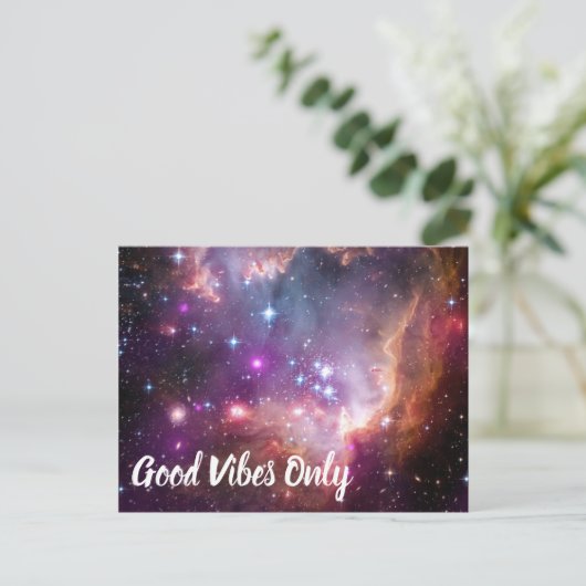 Good Vibes Only Galaxy Outer Space Universe Stars Postkarte (Stehend Vorderseite)