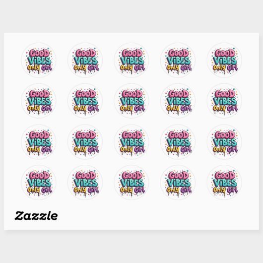 Good Vibes Only Girl Graffiti Sticker (Blatt)