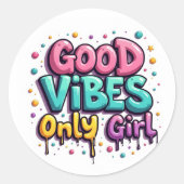 Good Vibes Only Girl Graffiti Sticker (Vorderseite)