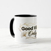 Good Vibes Only - Gold Floral Minimalist Design -  Tasse (Vorderseite Links)