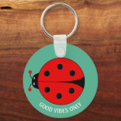 Good Vibes Only Lady Bug on Green Schlüsselanhänger (Rückseite)
