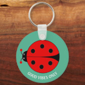 Good Vibes Only Lady Bug on Green Schlüsselanhänger (Vorderseite)