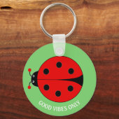 Good Vibes Only Lady Bug on Lime Green Schlüsselanhänger (Vorderseite)