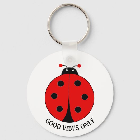 Good Vibes Only Lady Bug on White Schlüsselanhänger (Rückseite)