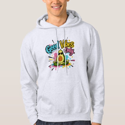 Good Vibes Only Meditating Avocado Hoodie -T-Shirt (Vorderseite)