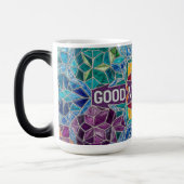 Good Vibes Only modern mosaic pattern ceramic mug Verwandlungstasse (Links)