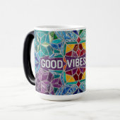 Good Vibes Only modern mosaic pattern ceramic mug Verwandlungstasse (Vorderseite Links)