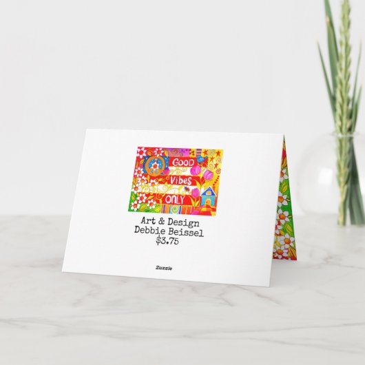 Good Vibes Only Peace Sign and Daisis Hippie Card Karte (Rückseite)