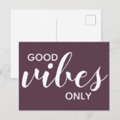Good Vibes Only Positive Affirmation Cassis Lila Postkarte (Vorne/Hinten)