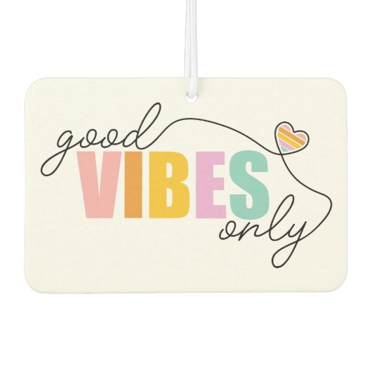 Good Vibes Only Rainbow Heart Autolufterfrischer (Vorderseite)