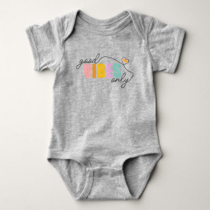 Good Vibes Only Rainbow Heart Baby Strampler