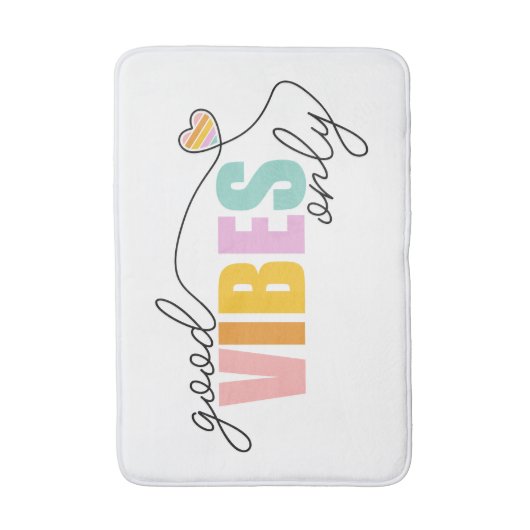 Good Vibes Only Rainbow Heart Badematte (Vorderseite Vertikal)